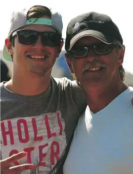  ?? TYLER HOWLETT / FACEBOOK ?? Joe Howlett, right, shown here with his son, Tyler Howlett, died saving a right whale in the Gulf of St. Lawrence Monday.