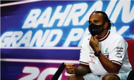  ??  ?? Lewis Hamilton addresses a press conference ahead of the grand prix at the Bahrain Internatio­nal Circuit. Photograph: Mario Renzi - Formula 1/Formula 1/Getty Images