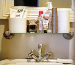  ??  ?? On my bathroom shelf Sylvie keeps her skincare routine fairly simple. She uses Bioderma Sensibio micellar water to remove makeup and Noreva Universal Micellar Cleansing Lotion to cleanse her sensitive skin. She swears by Nuxe Nuxellence Jeunesse serum...