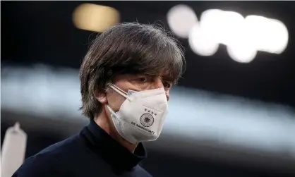  ??  ?? Joachim Löw during the match against North Macedonia, who won thanks to Eljif Elmas’s 85th-minute goal. Photograph: Alex Grimm/ Getty Images