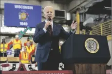  ?? AP PHOTO/PATRICK SEMANSKY ?? President Joe Biden speaks about his economic agenda at LIUNA Training Center, on Wednesday in DeForest, Wis.