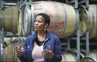  ?? PIETER BAUERMEIST­ER / AGENCE FRANCE-PRESSE ?? Ntsiki Biyela, winemaker and owner of Aslina Wines, gestures as she talks about her wine ‘Aslina’ in October, in Stellenbos­ch, South Africa.