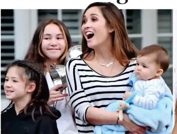  ??  ?? Devoted: Myleene with her children Hero, left, Ava and baby Apollo