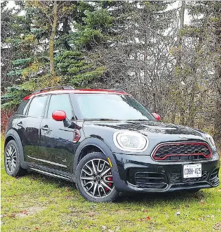  ?? BRIAN HARPER/DRIVING ?? The 2018 Mini John Cooper Works Countryman All4 gives drivers the choice of Sport, Mid and Green settings, and switching to Sport from Mid (the default) awakens its inner beast.