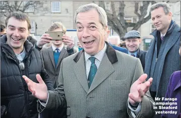  ?? Picture: STEVE FINN ?? Mr Farage campaigns in Sleaford yesterday