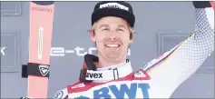  ?? — USA TODAY Sports photo ?? Stefan Luitz of Germany celebrates on the podium after winning the men’s giant slalom.