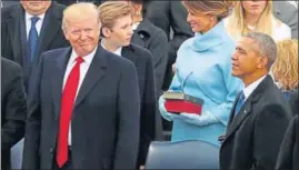  ?? AP FILE ?? Donald Trump with Barack Obama before being sworn in.