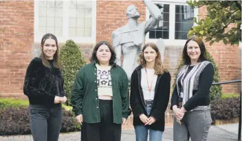  ?? ?? Left to right: Victoria Ward, Carolina Olim Felix, Evie Woollett and Laura Andrews. Photo by Tilly Stone