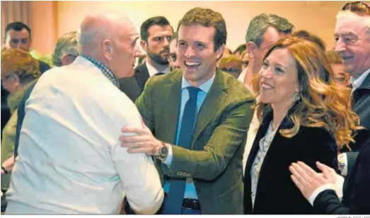  ?? JAVIER BLASCO / EFE ?? Pablo Casado, ayer en Huesca para asistir a la proclamaci­ón como candidata de Ana Alós.