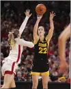  ?? REBECCA S. GRATZ — ASSOCIATED PRESS ?? Iowa’s Caitlin Clark needs eight points tonight to become the NCAA women’s career scoring leader.