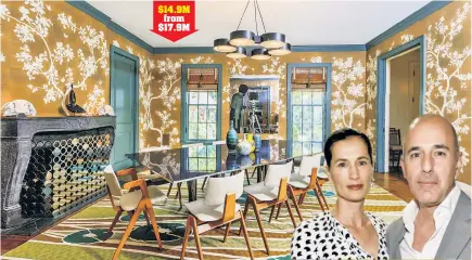  ??  ?? 2301 DEERFIELD ROAD. “Today” show host Matt Lauer and wife Annette Roque (above) have cut the price on their sprawling Sag Harbor estate twice in a year.