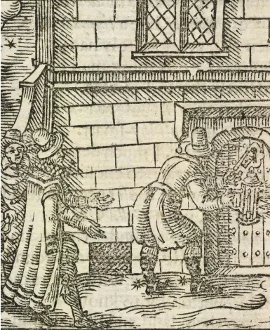  ??  ?? The gunpowder plotters enter the Houses of Parliament, as depicted in a 17th-century illustrati­on. Robert Catesby was prepared to kill fellow Catholics in the attack