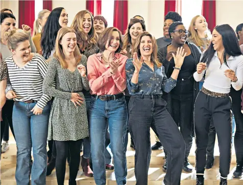  ??  ?? Some of the ‘Military Wives’ cast, including, in front, centre, Kristin Scott Thomas and Sharon Horgan