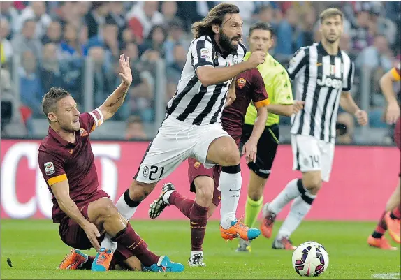  ?? — AP FILES ?? Andrea Pirlo, centre, playing for Juventus last October, has joined Major League Soccer’s New York City FC for $8 million US.