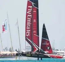  ?? AFP ?? Emirates Team New Zealand races against Oracle Team USA in the Great Sound during the 35th America’s Cup in Hamilton, Bermuda, last week.