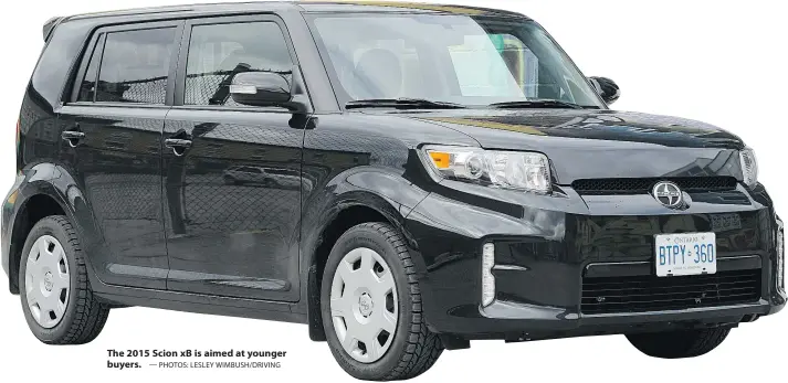  ?? — PHOTOS: LESLEY WIMBUSH/DRIVING ?? The 2015 Scion xB is aimed at younger buyers.