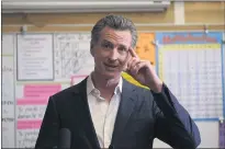  ?? NICK OTTO
THE ASSOCIATED PRESS ?? Gov. Gavin Newsom speaks to the press after visiting with students at Melrose Leadership Academy in Oakland on Wednesday, one day after defeating a Republican led recall effort.