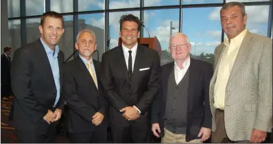  ??  ?? Honoree David Bazzel (center) with R.J. Hawk, Roger Scott, Wally Hall and Tommy Smith