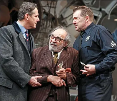  ??  ?? Splendid perfomance­s: from left, Adrian Lukis, David Suchet and Brendan Coyle portray simmering class tensions