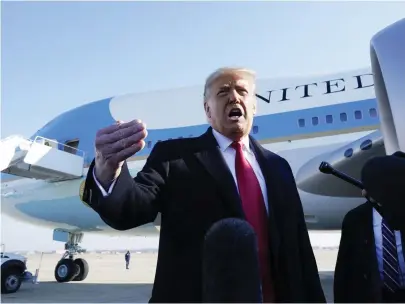  ?? FOTO: ALEX BRANDON/TT-AP ?? President Donald Trump nekade på tisdagen till ansvar för attacken mot Capitolium.