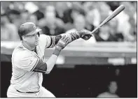  ?? AP/DAVID DERMER ?? New York Yankees catcher Gary Sanchez hit a two-run home run off Corey Kluber in the first inning in Friday’s American League division series game in Cleveland.