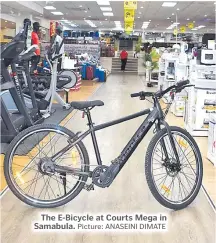  ?? Picture: ANASEINI DIMATE ?? The E-Bicycle at Courts Mega in Samabula.