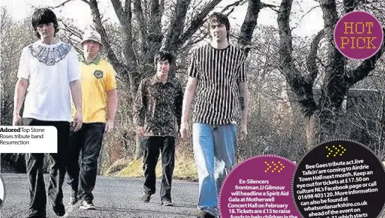  ??  ?? Adored Top Stone Roses tribute band Resurrecti­on