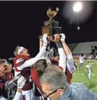  ?? BRYAN TERRY/THE OKLAHOMAN ?? Shattuck celebrates after beating Tulsa Regent Prep for the 2019 Class B state football title.