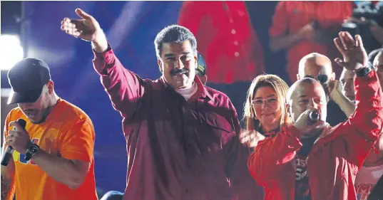  ?? Afp ?? Maduro, anteanoche, durante el discurso en el que anunció su triunfo electoral