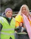  ??  ?? Anna Osborne, left, whose son died in the explosion, and Sonya Rockhouse, who lost her son, after travelling 170m up the mine tunnel last month.