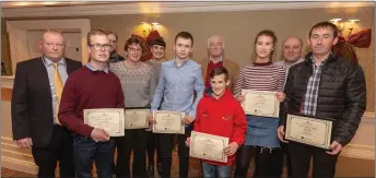  ??  ?? West Muskerry AC club members Stephen Bradley, Coach Collette O’Riordan, Cathal Ryan, Jamie Hourihan, Jennifer Cotter who collected the award on behalf of her sister Stephanie &amp; Coach Jerry Cronin with Cllrs. Ted Lucey, Michael Creed, Gobnait Moynihan, Marie O’Leary District Officer for Blarney Macroom Municipal District &amp; Jim Molloy Senior Executive Officer, Cork County Council.