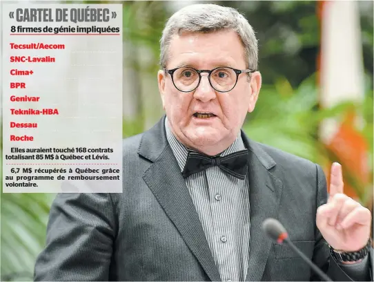  ?? PHOTO SIMON CLARK ?? « Politiquem­ent, on est honnête. On n’a jamais accepté de “fling-flang” », a martelé le maire de Québec, Régis Labeaume, en réponse à une propositio­n de l’opposition d’instaurer un bureau de l’inspecteur général pour surveiller les contrats publics.