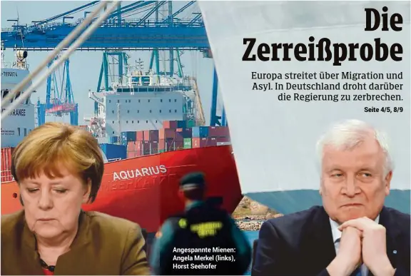  ?? MONTAGE: APA (2); IMAGO ?? Angespannt­e Mienen: Angela Merkel (links), Horst Seehofer