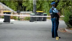  ?? JOSEPH JOHNSON/STUFF ?? Police at the scene of a shooting incident in Christchur­ch on Wednesday.