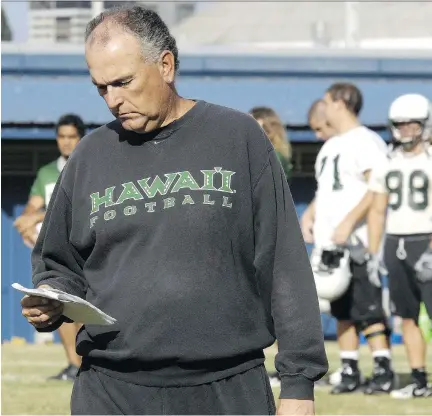  ?? RONEN ZILBERMAN/THE CANADIAN PRESS ?? Former Hawaii head coach June Jones is now in charge of restoring the Hamilton Tiger-Cats to prominence.