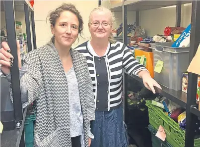  ??  ?? Mairi Gougeon MSP with foodbank volunteer Janet Warnes at Brechin Community Pantry.