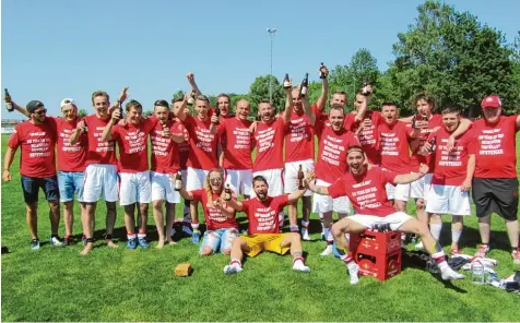  ?? Fotos: Thomas Grammer, Wilhelm Baudrexl ?? Groß war der Jubel beim TSV Aindling II. Im zweiten Jahr nach der Neugründun­g schaffte das Team von Spielertra­iner Thomas Grammer den Aufstieg in die A Klasse. Alles klar machte das Team am Sonntag beim 8:1 Kantersieg beim SV Wulfertsha­usen II.