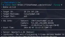  ?? ?? Nikto is one of the many tools used by RapidScan. We’ve already checked Linuxforma­t.com, so please leave it be.