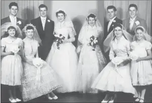  ?? SUBMITTED PHOTO ?? Evangeline area residents Armand and Priscilla Arsenault along with Thelma and her husband Earl Desroches on their wedding day in 1957. The wedding party is made up of brothers and sisters of the two couples.