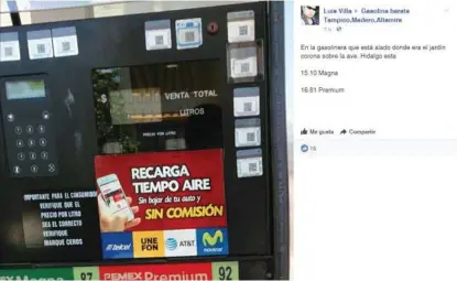  ?? ESPECIAL ?? A través de “Gasolina barata, Tampico, Madero y Altamira”, están al tanto.