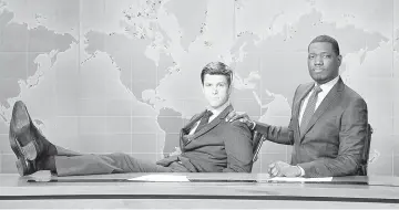  ??  ?? Jost (left) and Che on the ‘Weekend Update’ set. — Photos courtesy of NBC