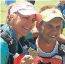  ?? /Gameplan Media ?? Rapid action: Stefan Rautenbach, right, was paddling with Ilse van Rensburg when he went to the rescue of Kerry-Ann Lyne during last weekend’s Dusi Canoe Marathon.