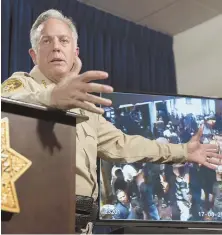  ?? AP PHOTO ?? STANDING BY HIS MEN: Clark County Sheriff Joe Lombardo speaks during a news conference yesterday in Las Vegas regarding Michael Bennett.