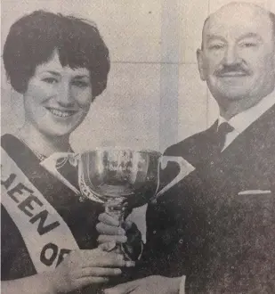  ??  ?? For the second time in two years, Miss Maeve Boylan, daughter of Mr Peter Boylan, Castlelumn­ey, Dunleer, won the Co Louth Macra ‘Queen of the Land’ competitio­n. Miss Boylan, who also won in 1965, received the Glyde Cup and a cheque for £5 (both donated...