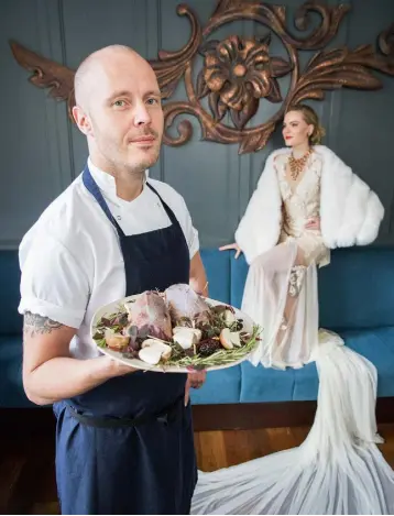  ??  ?? BIG SUCCESS: The Greenhouse chef Mickael Viljanen — pictured here with Sarah Morrissey launching an Irish Internatio­nal Fashion and Food Summit — was awarded two stars