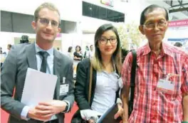  ??  ?? Alban Simonte, Sophie Kuoch of SIMA-Asean Agribusine­ss trade show and Sarian.
