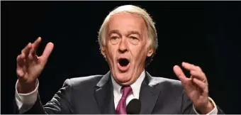  ?? FAITH NINIVAGGI / HERALD STAFF FILE ?? ‘SABOTAGE’: Sen. Edward J. Markey is unhappy about the upcoming vote on the Green New Deal.
