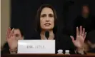  ??  ?? Fiona Hill testifies before the House intelligen­ce committee. Photograph: Andrew Harnik/AP