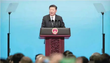  ?? — AFP ?? Chinese President Xi Jinping speaks during the opening ceremony of the BRICS Business Forum in Xiamen, southeaste­rn China.
