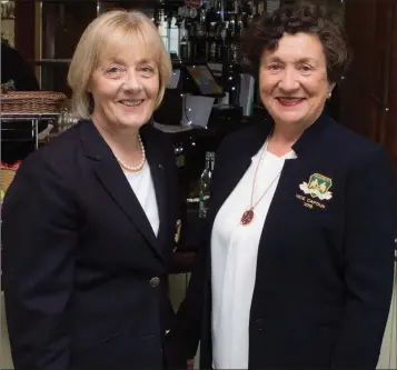  ??  ?? Bernie Nelson and Miriam McGrath at the recent Blainroe Golf Club AGM. Photos: Tim Thornton.